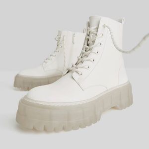 Bershka White Rain/Track/Combat Translucent Boot